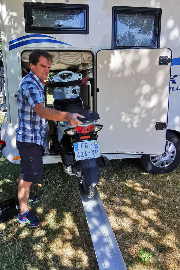 Carrying a scooter your motorhome garage locker Euro Camping Cars
